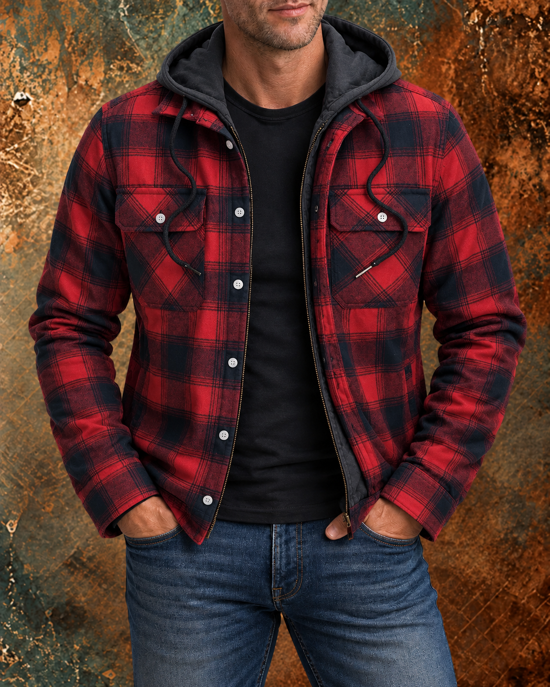 Kevin | Chaqueta de cuadros con cremallera