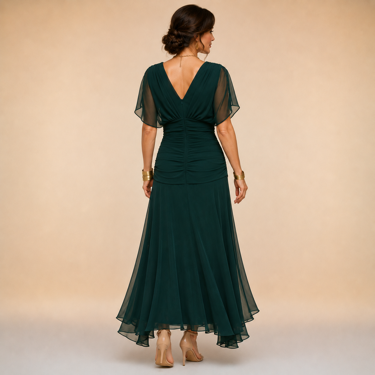 Emma | Vestido largo de noche con escote en V drapeado