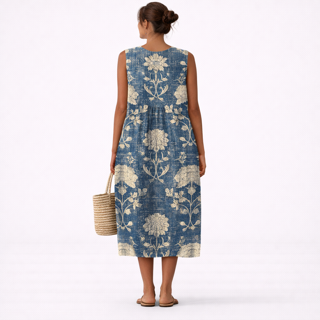 Vestido midi clásico con estampado floral Aurora