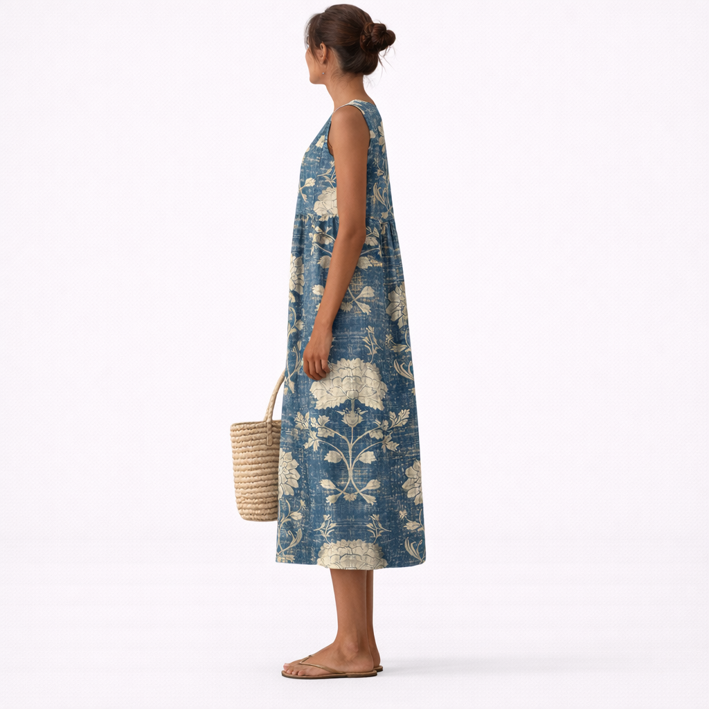 Vestido midi clásico con estampado floral Aurora