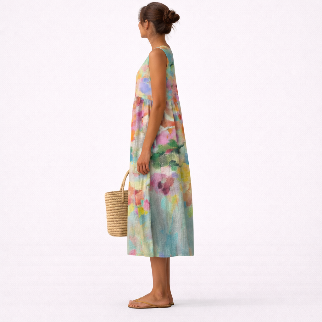 Vestido midi elegante multicolor Carla