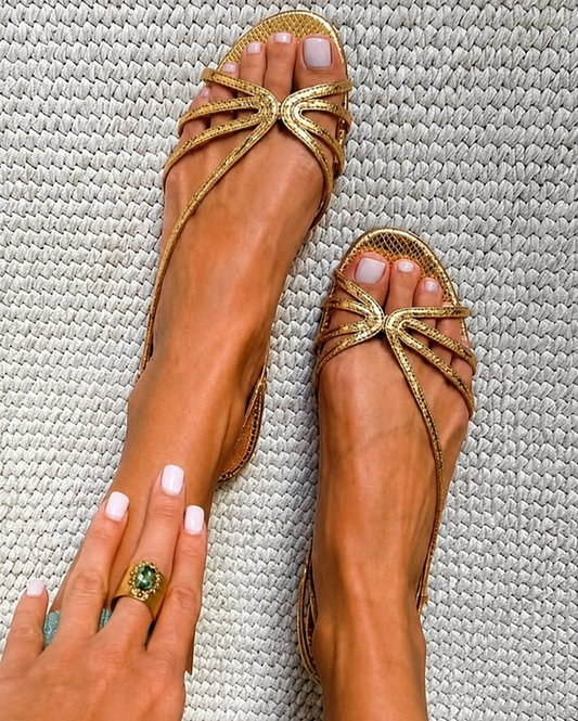 Camila ™ | Sandalias Doradas, Elegancia Estival
