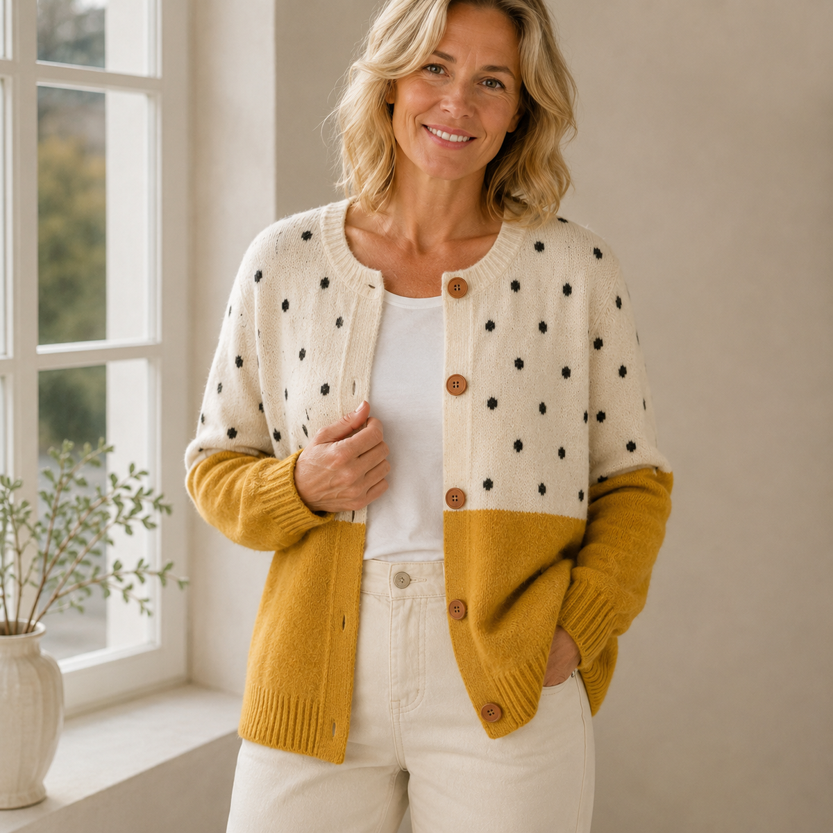 Monique | Cárdigan amarillo con botones
