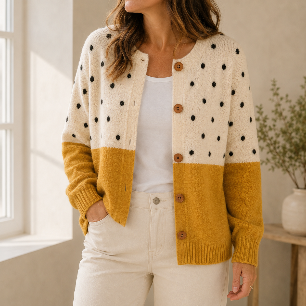 Monique | Cárdigan amarillo con botones