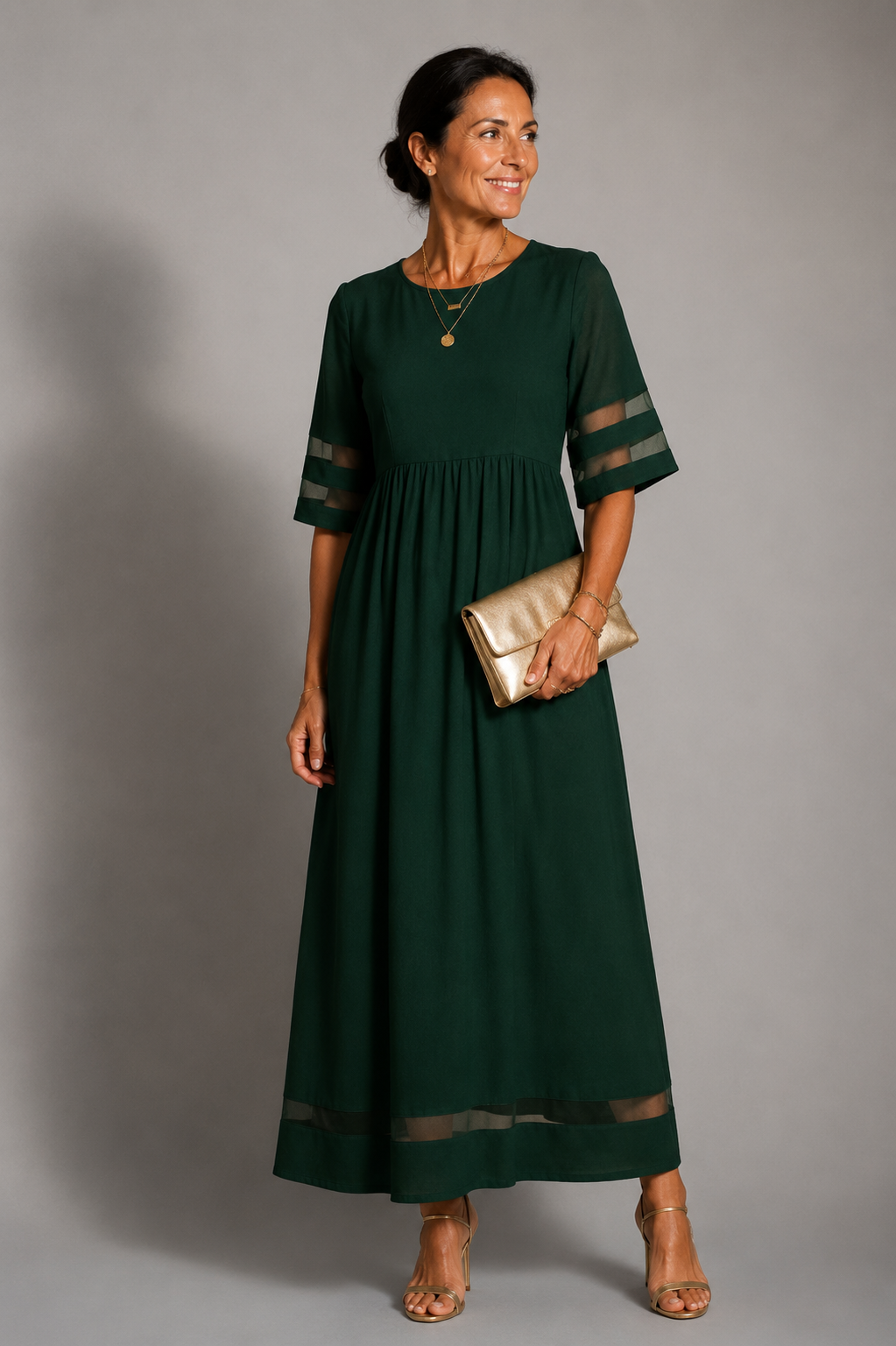 Aubrey™ | Vestido midi favorecedor que disimula el vientre