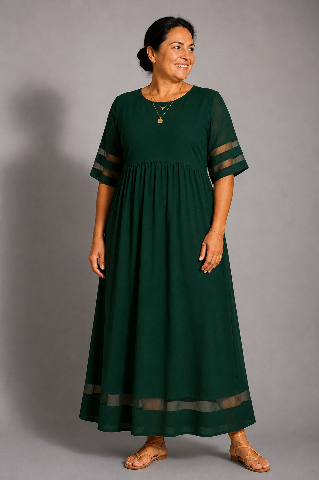 Aubrey™ | Vestido midi favorecedor que disimula el vientre