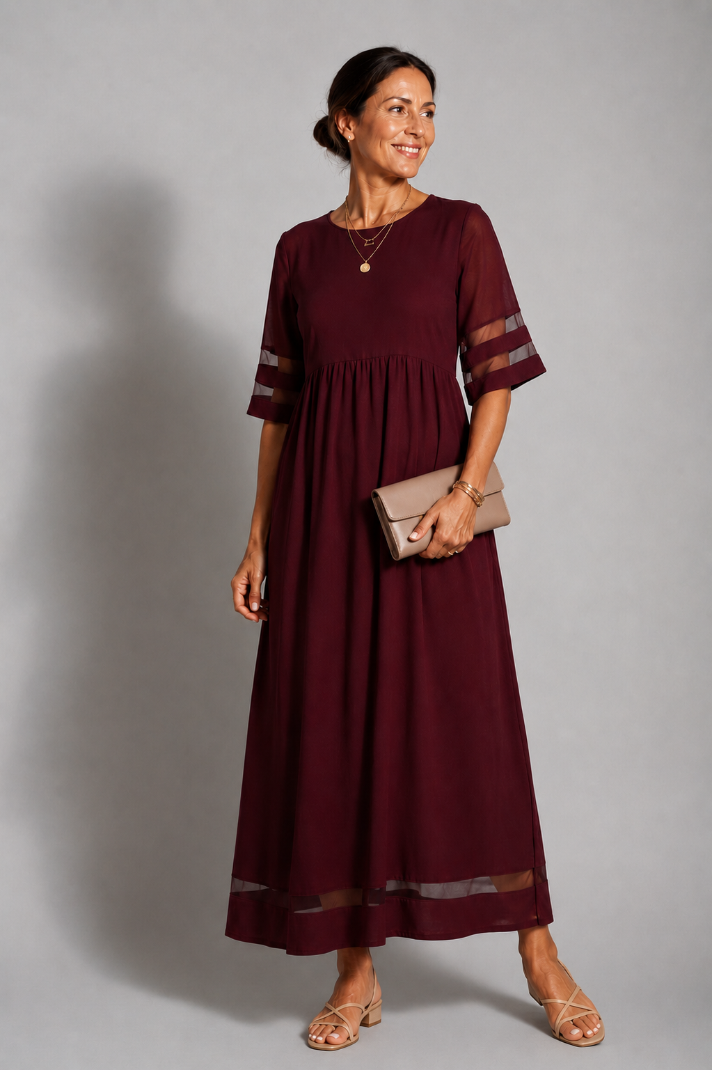 Aubrey™ | Vestido midi favorecedor que disimula el vientre
