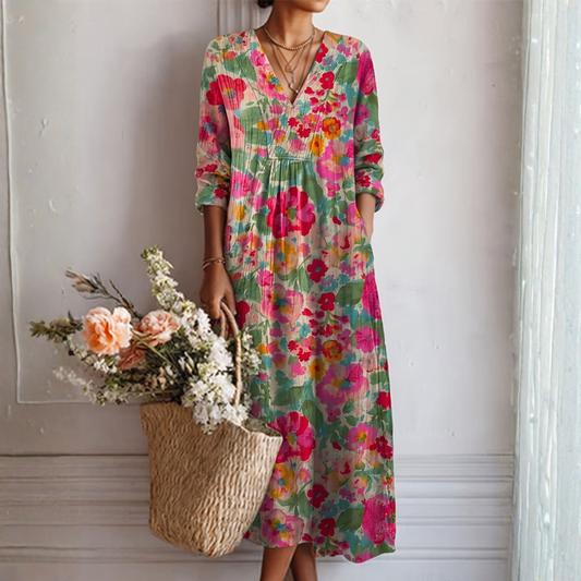 Vestido elegante con estampado floral Rosa