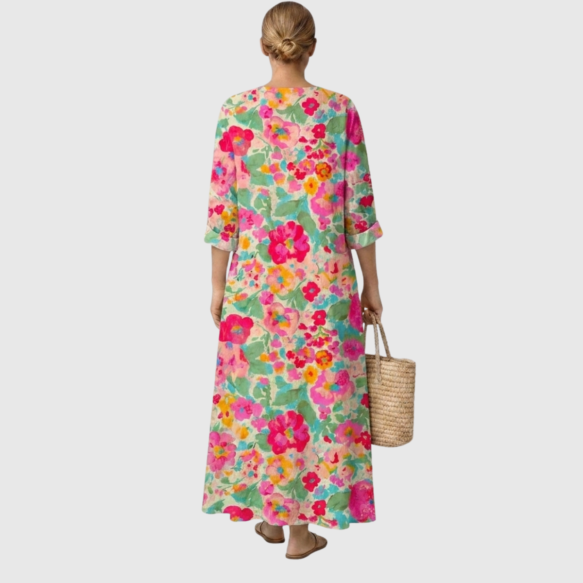 Vestido elegante con estampado floral Rosa