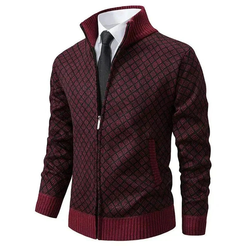 Cárdigan de punto de hombre | Con cremallera y cuello alto