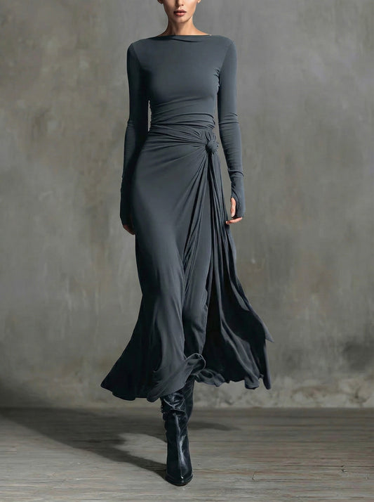 Naomie | Vestido maxi con nudo de seda