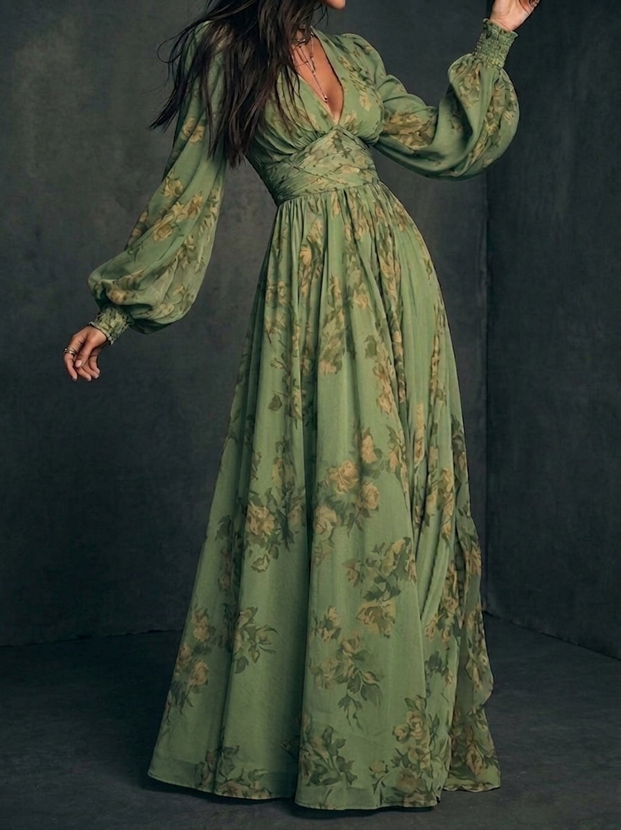 Lillian | Vestido maxi fluido con estampado floral
