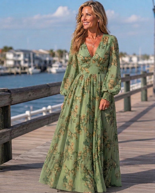 Lillian | Vestido maxi fluido con estampado floral