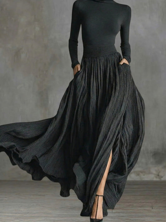 Rachel | Vestido maxi de talle alto