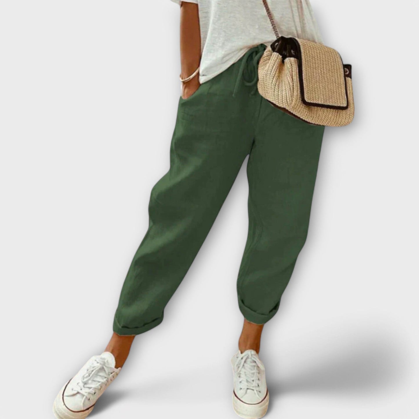 Bibi - Pantalones de lino a la moda y cómodos