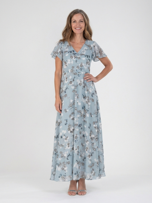 Ismeria | Vestido maxi floral de gasa