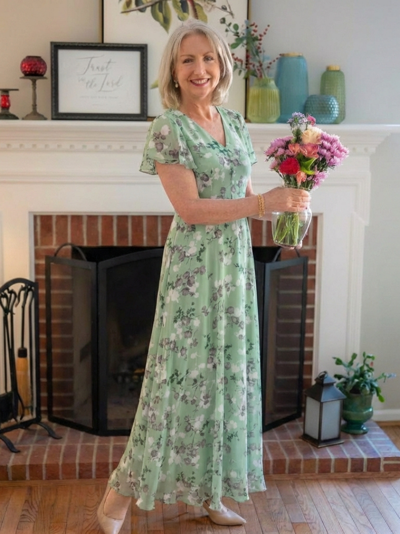 Ismeria | Vestido maxi floral de gasa