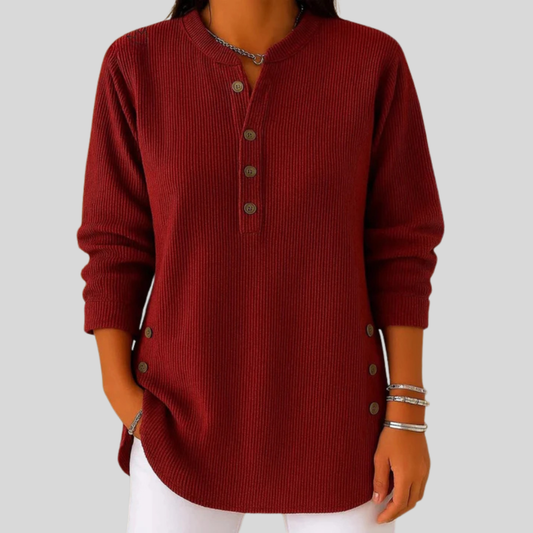 Amber | Jersey de mujer de cuello redondo con botones