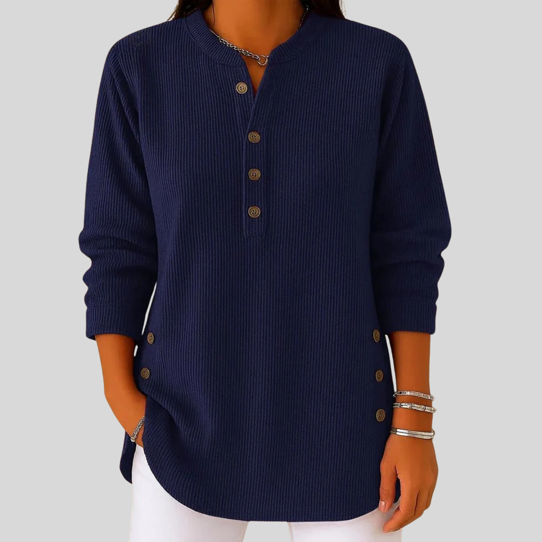 Amber | Jersey de mujer de cuello redondo con botones