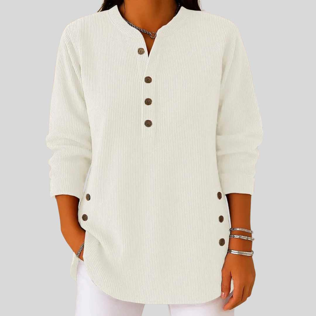 Amber | Jersey de mujer de cuello redondo con botones