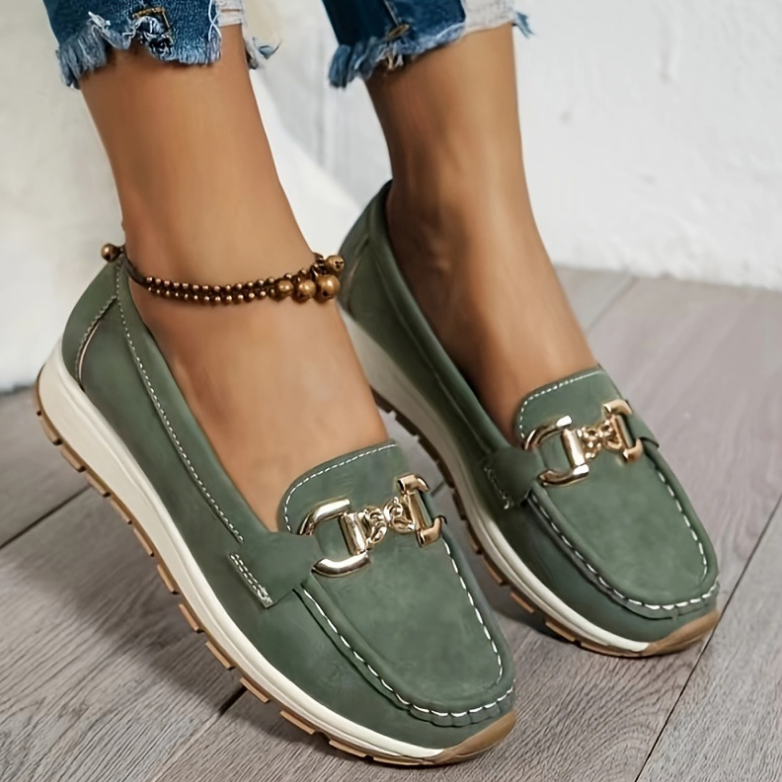 Eloísa | Mocasines verdes con hebilla