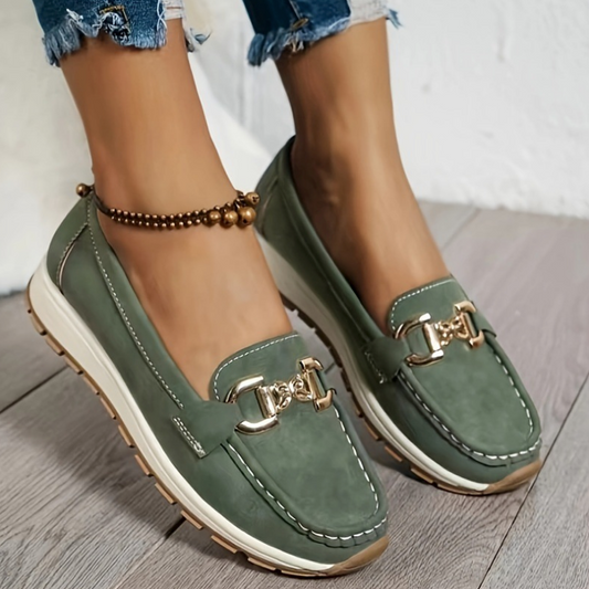 Eloísa | Mocasines verdes con hebilla