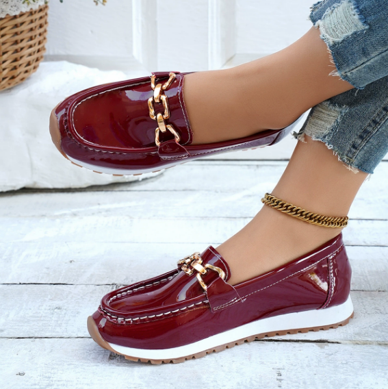 Leonor | Mocasines burdeos brillantes