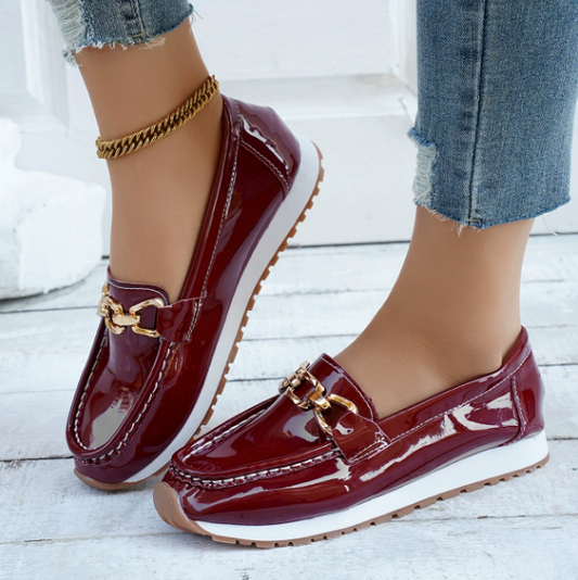 Leonor | Mocasines burdeos brillantes
