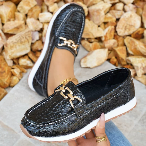 Noemí | Mocasines de cocodrilo negro