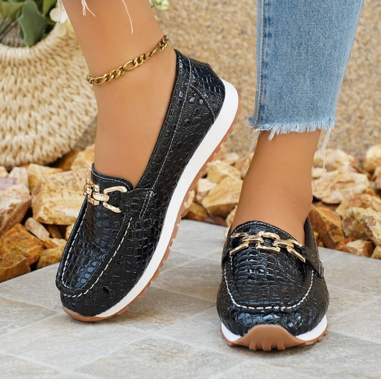 Noemí | Mocasines de cocodrilo negro
