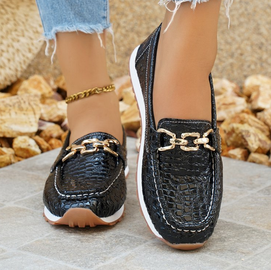 Noemí | Mocasines de cocodrilo negro