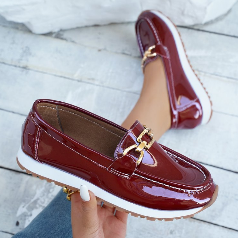 Leonor | Mocasines burdeos brillantes