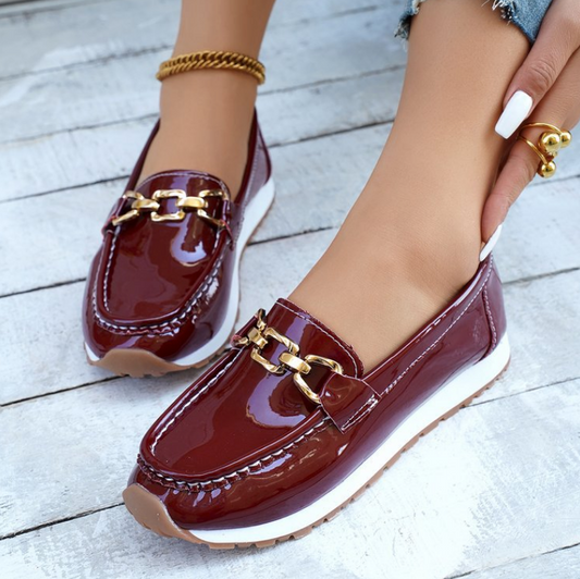Leonor | Mocasines burdeos brillantes