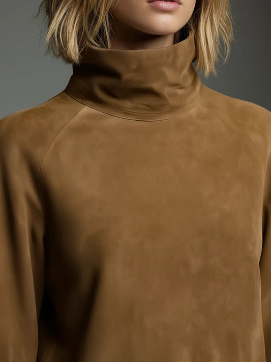 Bibiane | Vestido corto oversize de ante con cuello alto