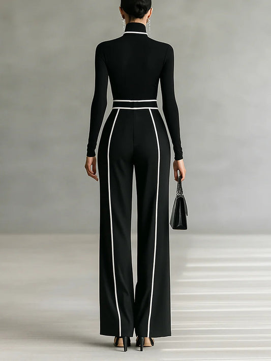 Emma | Conjunto elegante de cuello alto y pantalón ancho