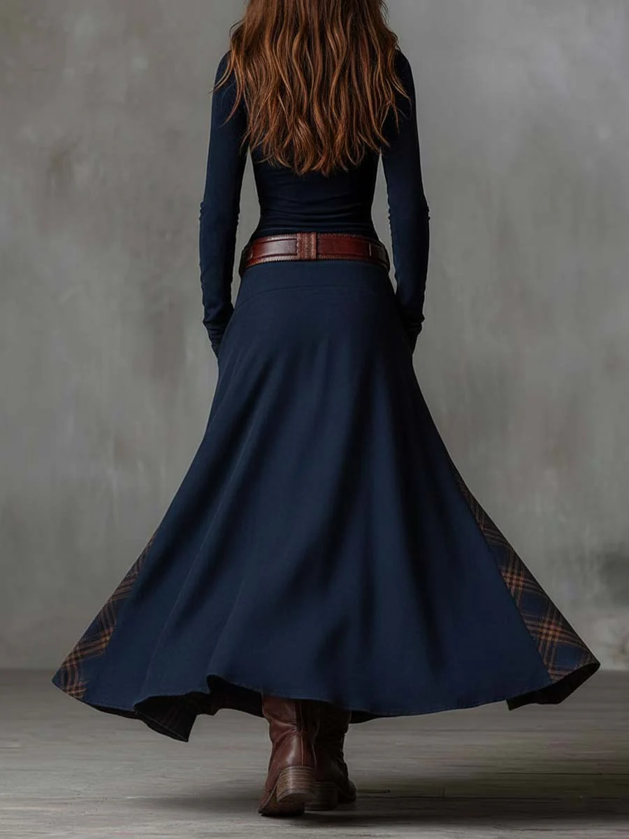 Élise | Vestido largo de ante con cinturón