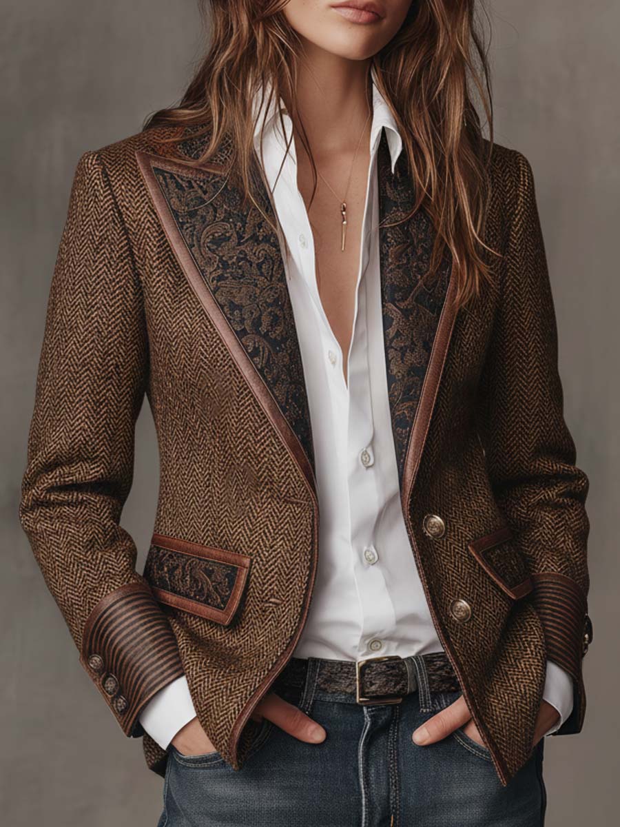 Gisèle | Blazer de Paneles con Estampado de Espiga