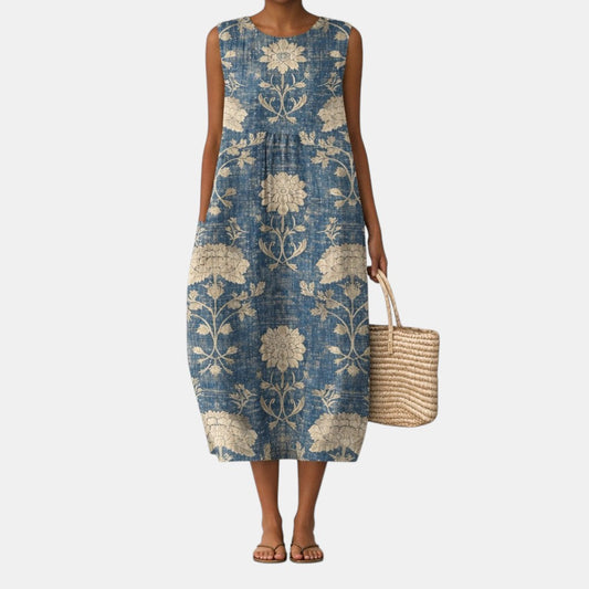 Vestido midi clásico con estampado floral Aurora