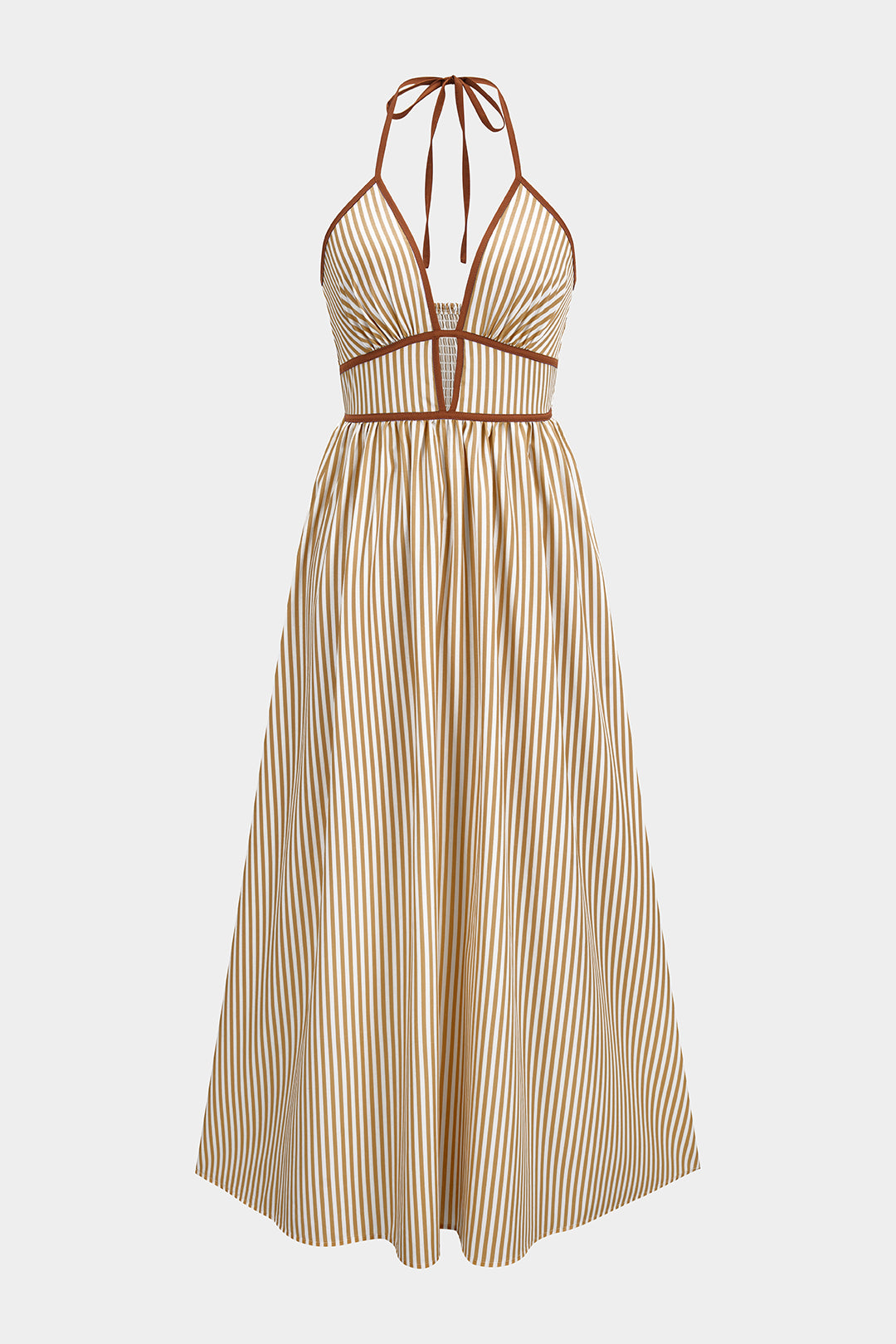 Luna - Vestido maxi halter de rayas primaverales