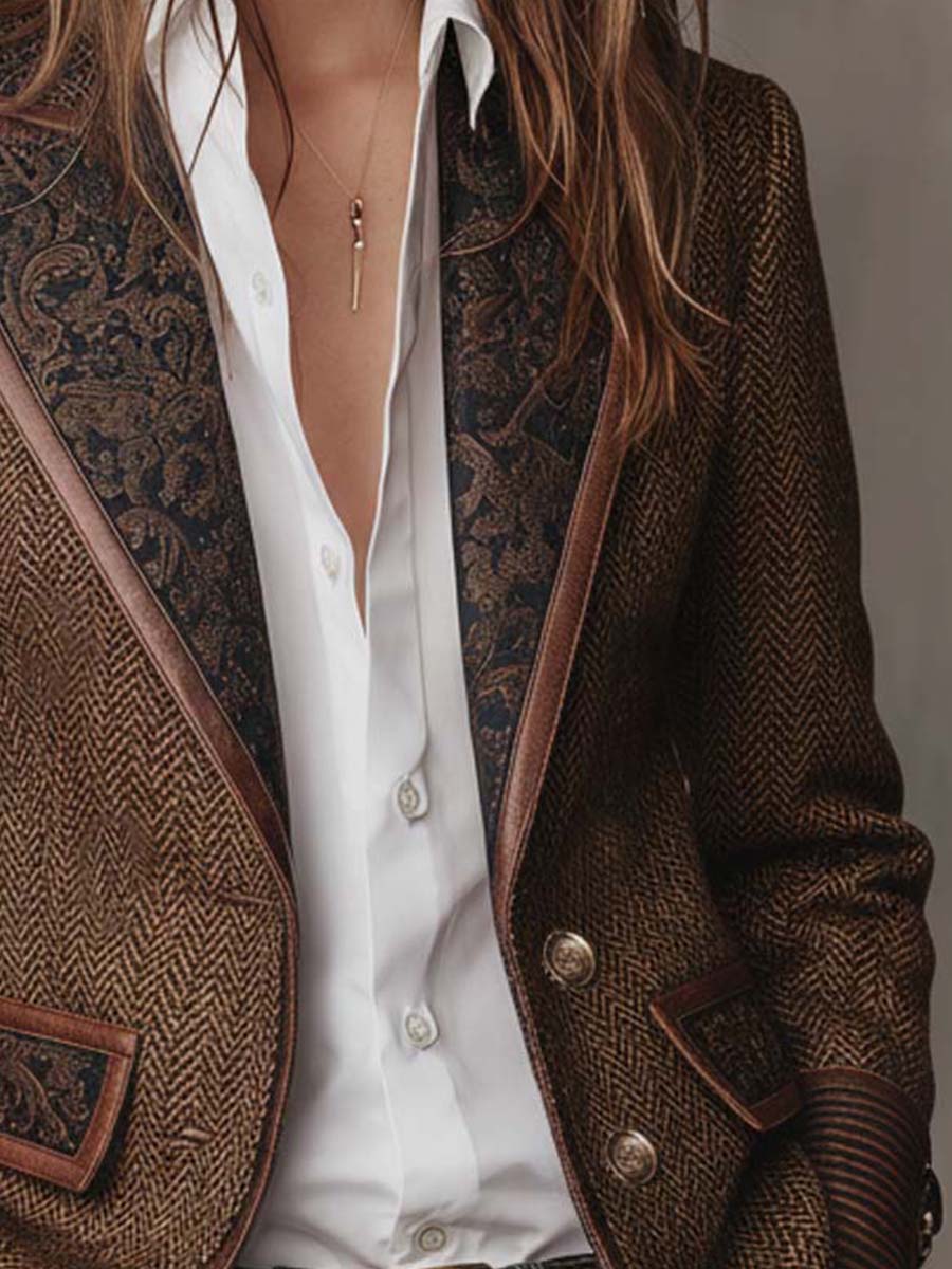 Gisèle | Blazer de Paneles con Estampado de Espiga