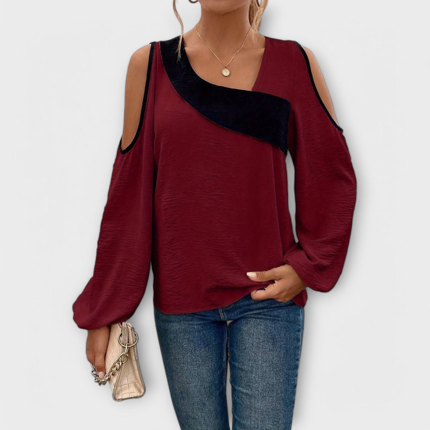 Scarlett - Blusa con escote rectangular