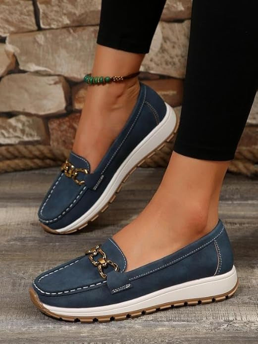 Elvira | Mocasines ortopédicos planos con hebilla