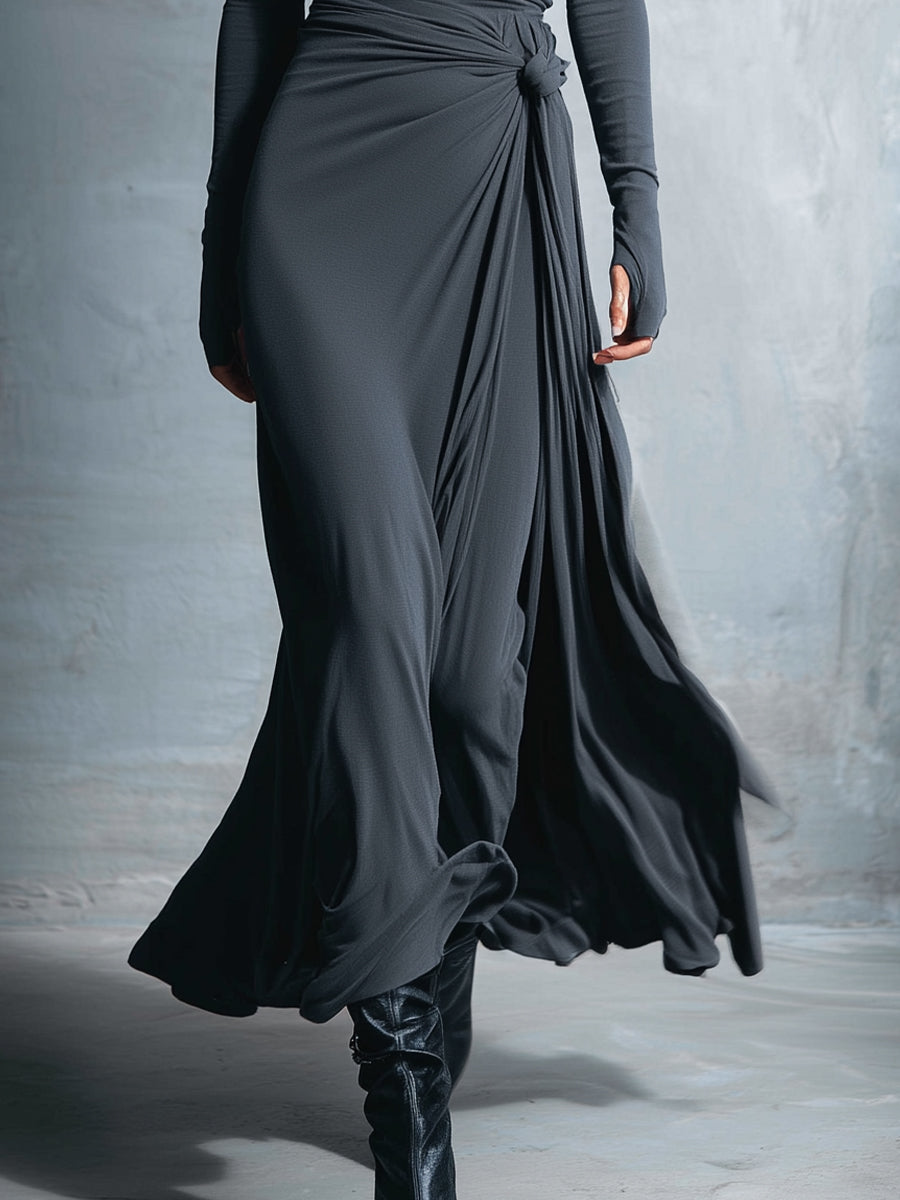 Naomie | Vestido maxi con nudo de seda
