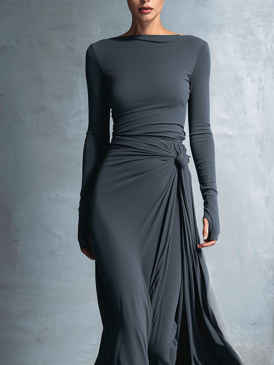 Naomie | Vestido maxi con nudo de seda