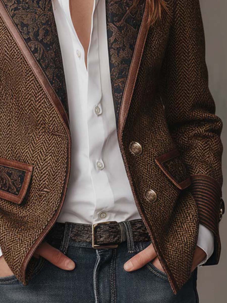 Gisèle | Blazer de Paneles con Estampado de Espiga