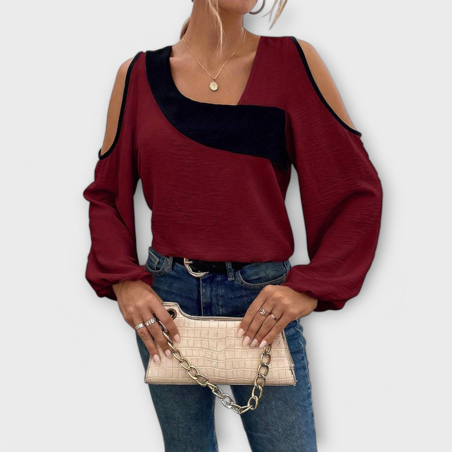 Scarlett - Blusa con escote rectangular