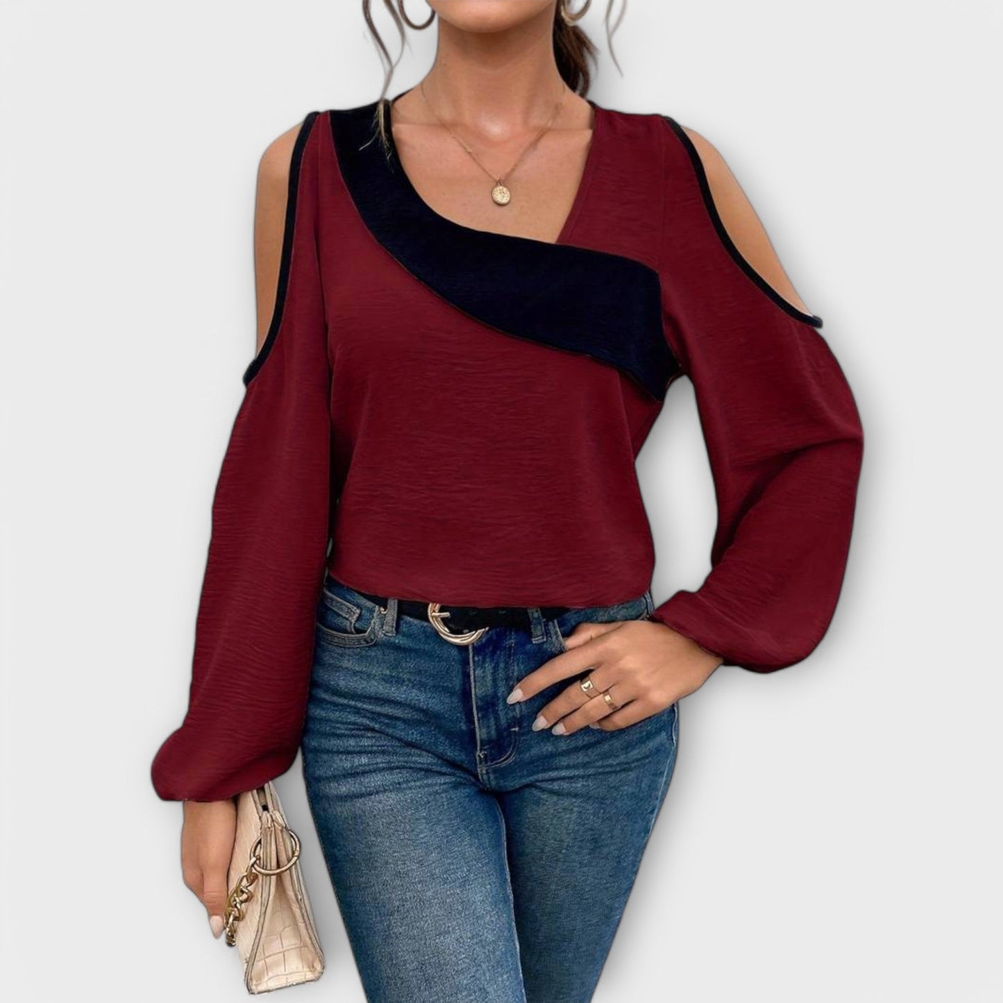 Scarlett - Blusa con escote rectangular