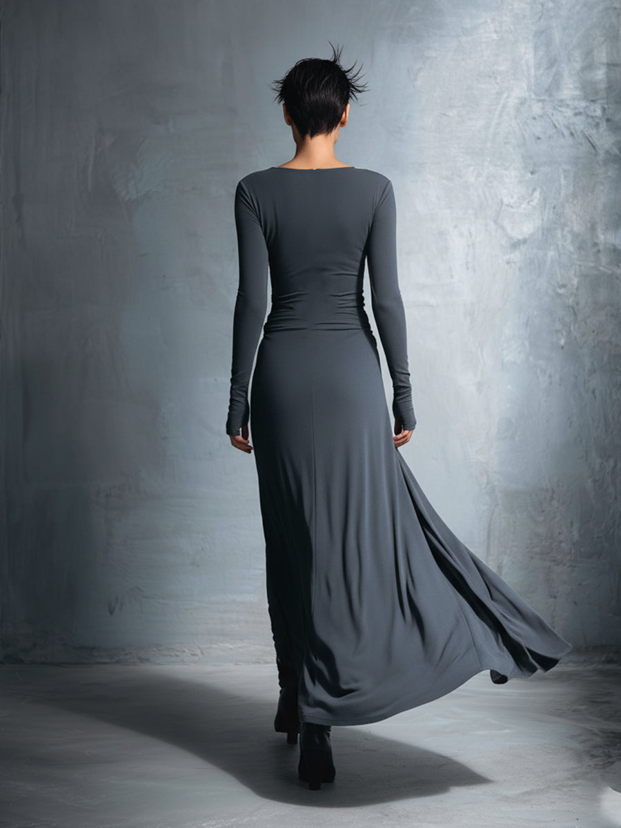 Naomie | Vestido maxi con nudo de seda