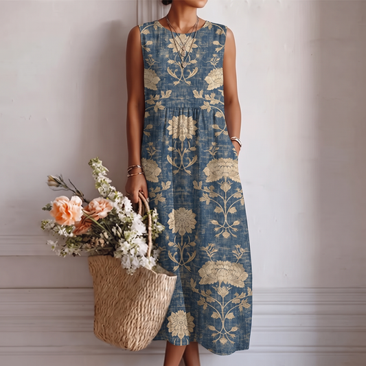 Vestido midi clásico con estampado floral Aurora