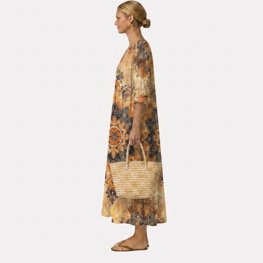 Vestido con estampado floral y elegancia natural Dora